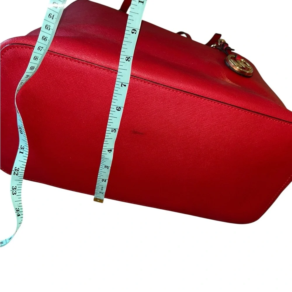 Michael Kors Scarlet Red Handbag with Gold Details Large Tote